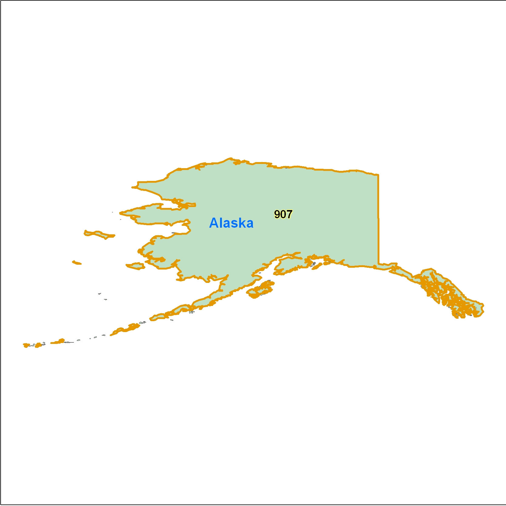Alaska (AK) Area Code Map