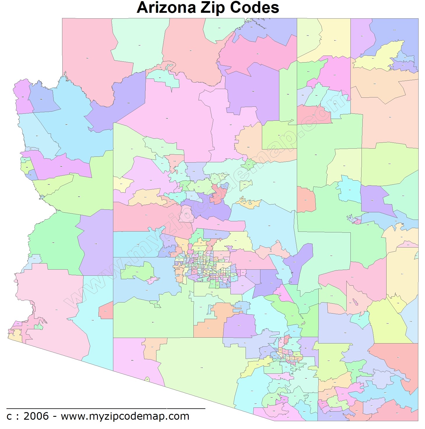 Arizona (AZ) Zip Code Map