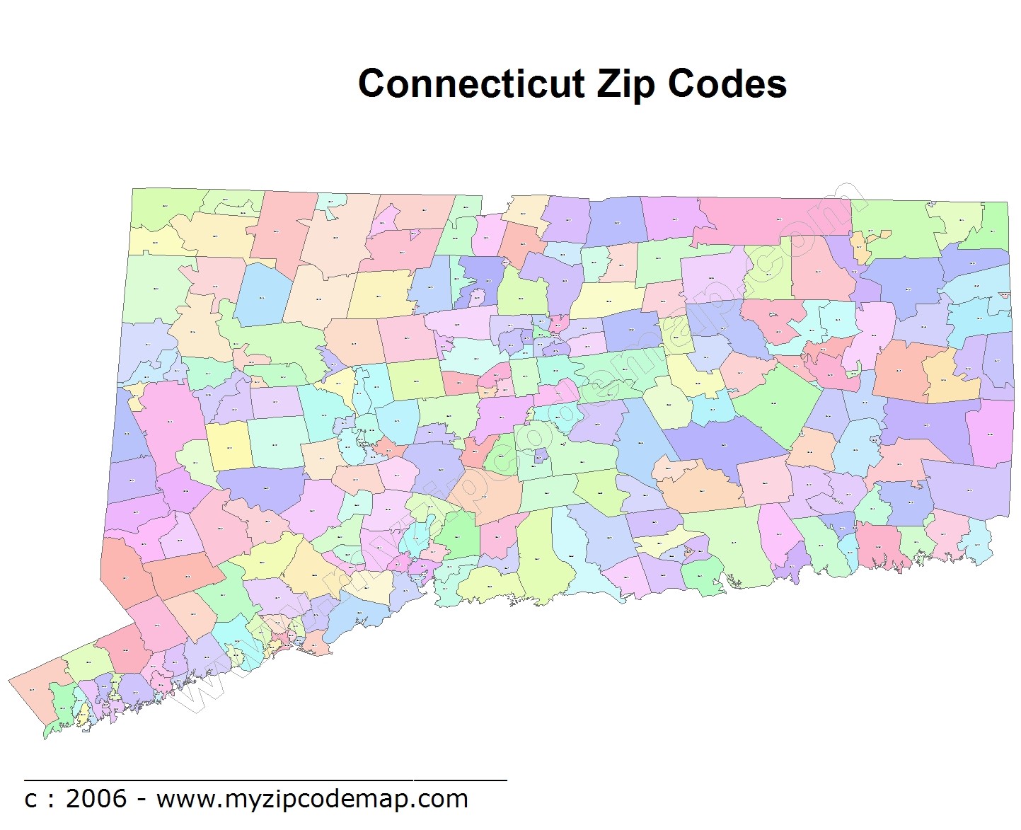 Connecticut (CT) Zip Code Map