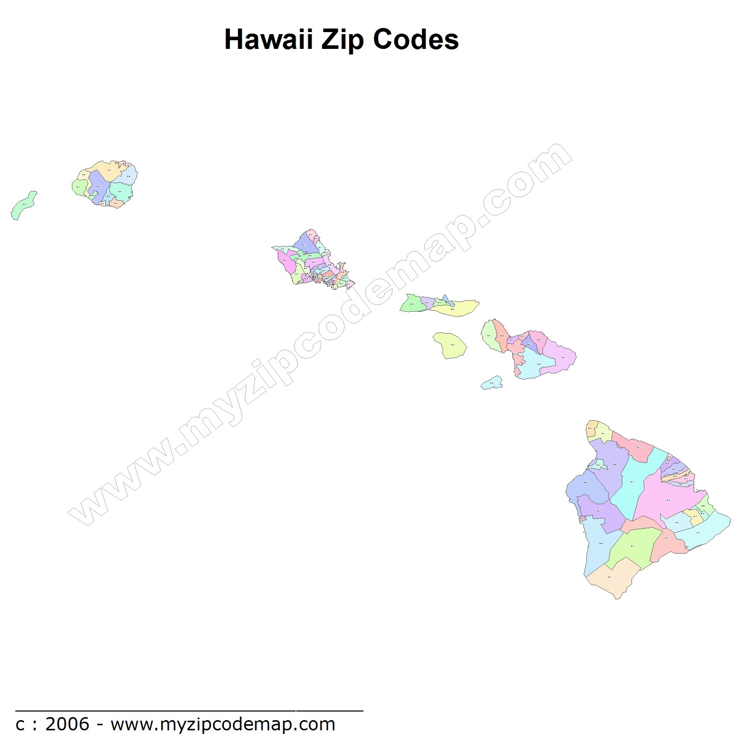 Hawaii (HI) Zip Code Map