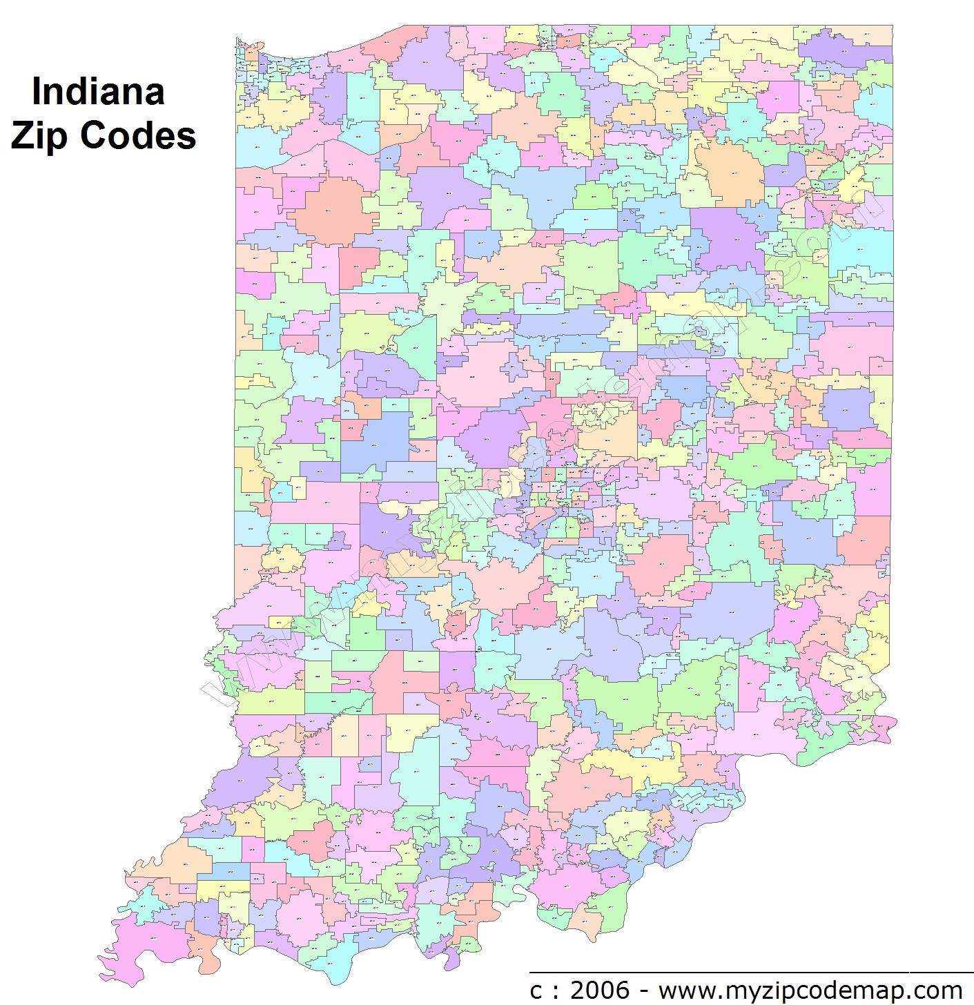 Indiana (IN) Zip Code Map