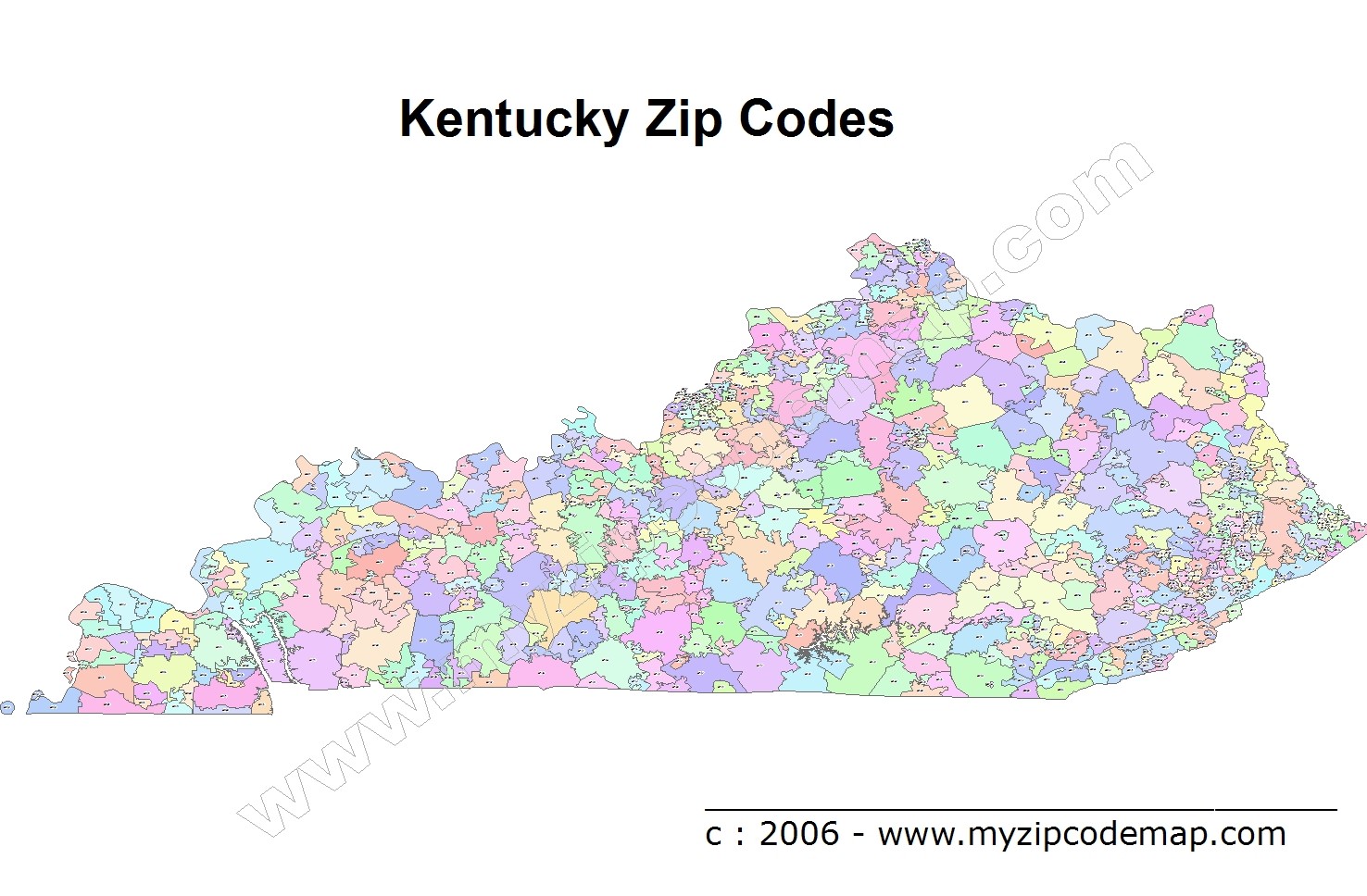Kentucky (KY) Zip Code Map
