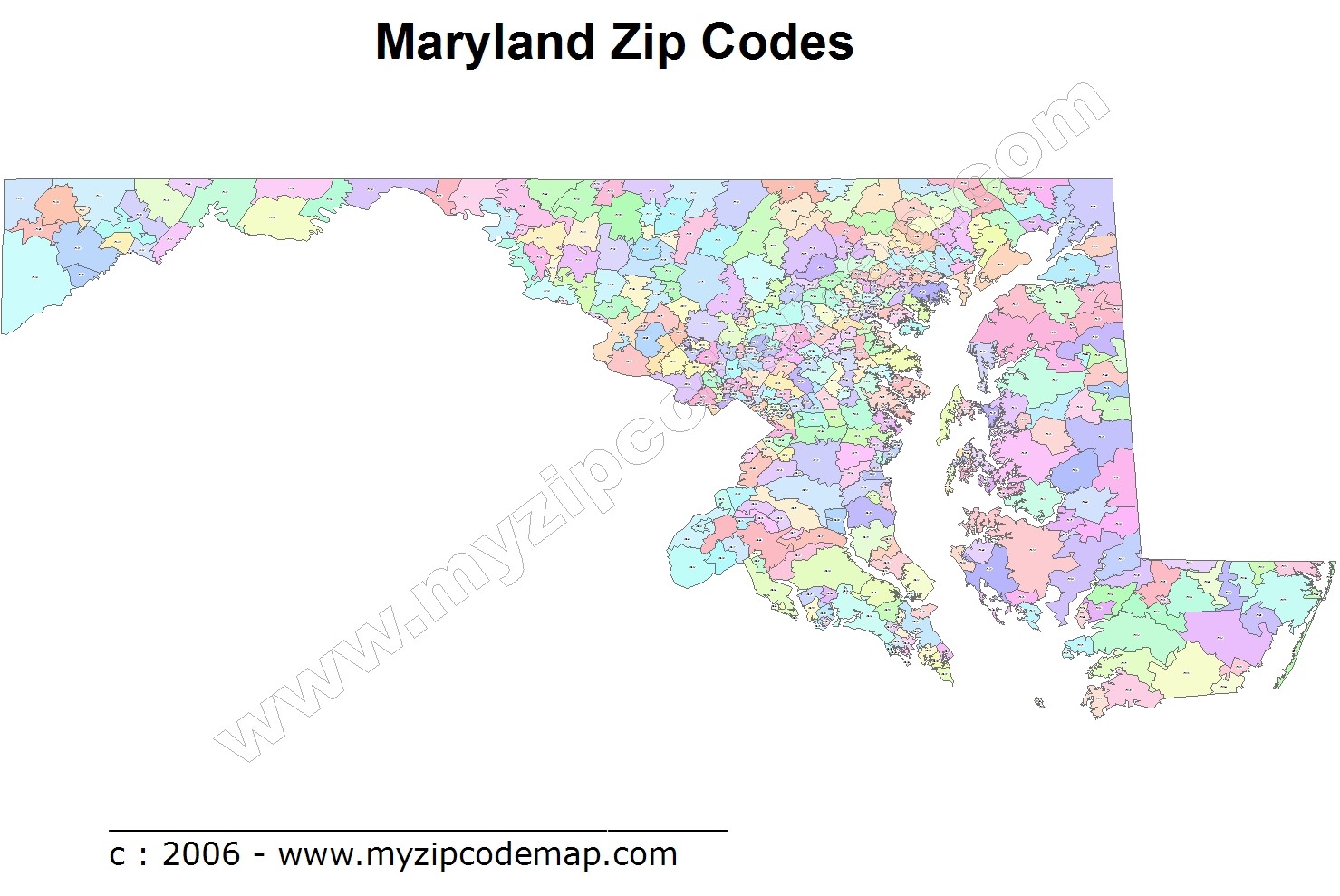 Maryland (MD) Zip Code Map