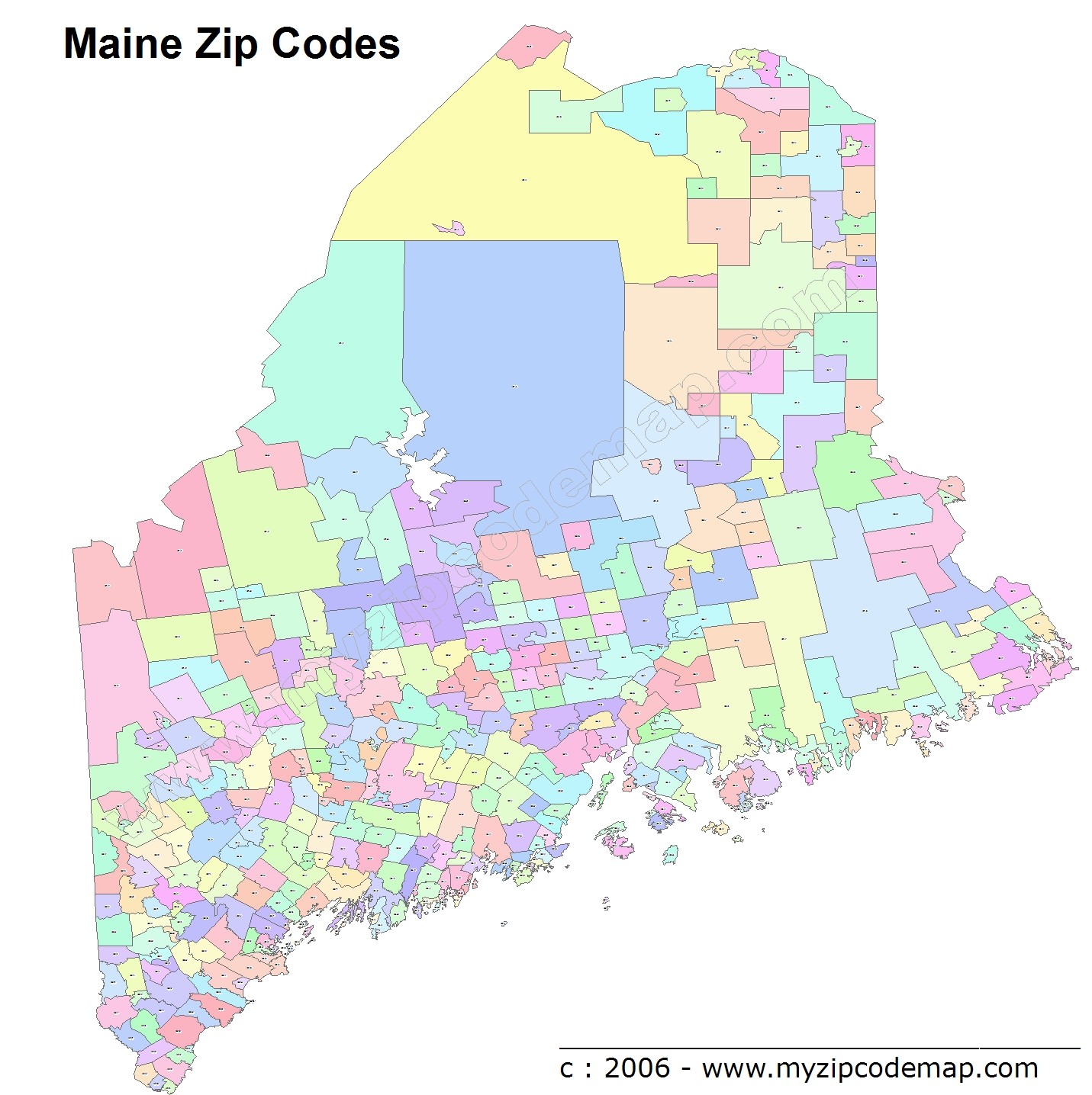 Maine (ME) Zip Code Map