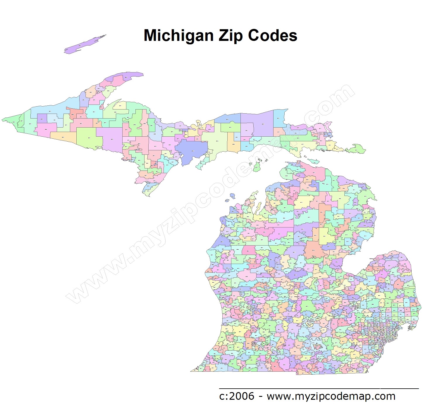 Michigan (MI) Zip Code Map