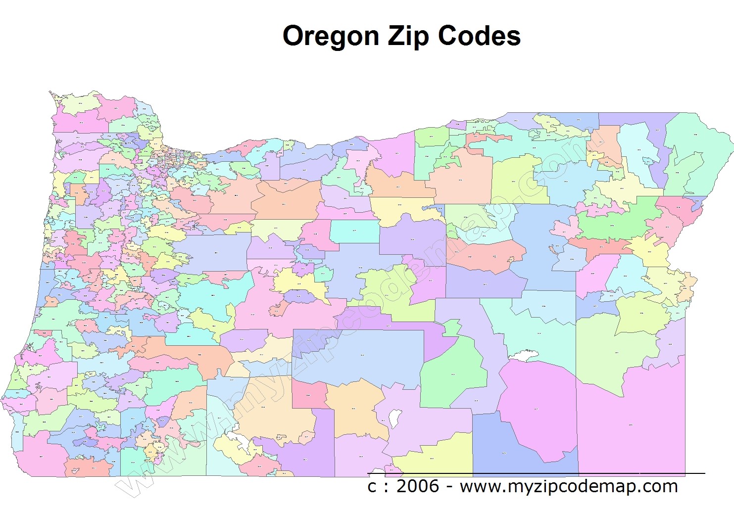Oregon (OR) Zip Code Map