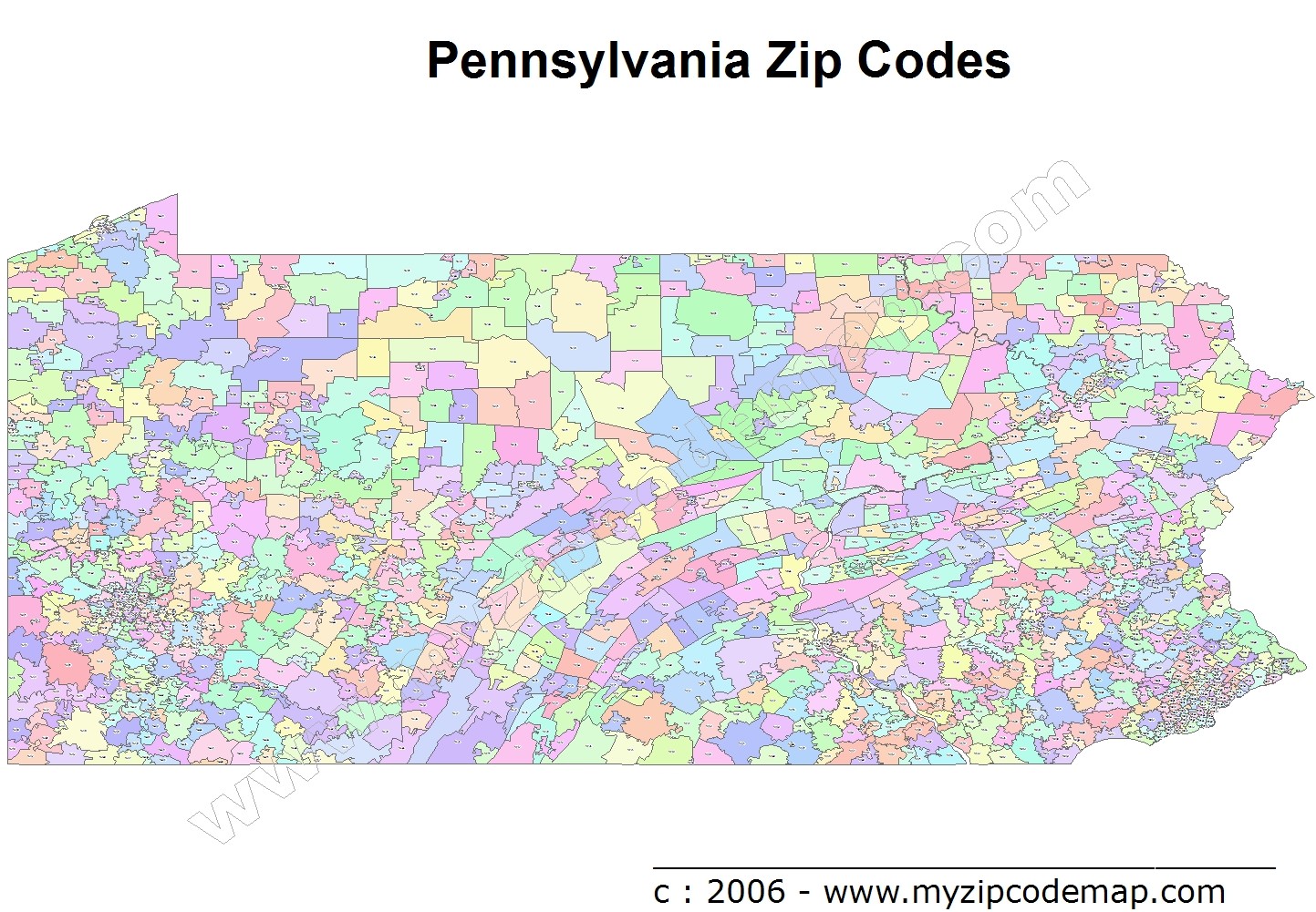 Pennsylvania (PA) Zip Code Map