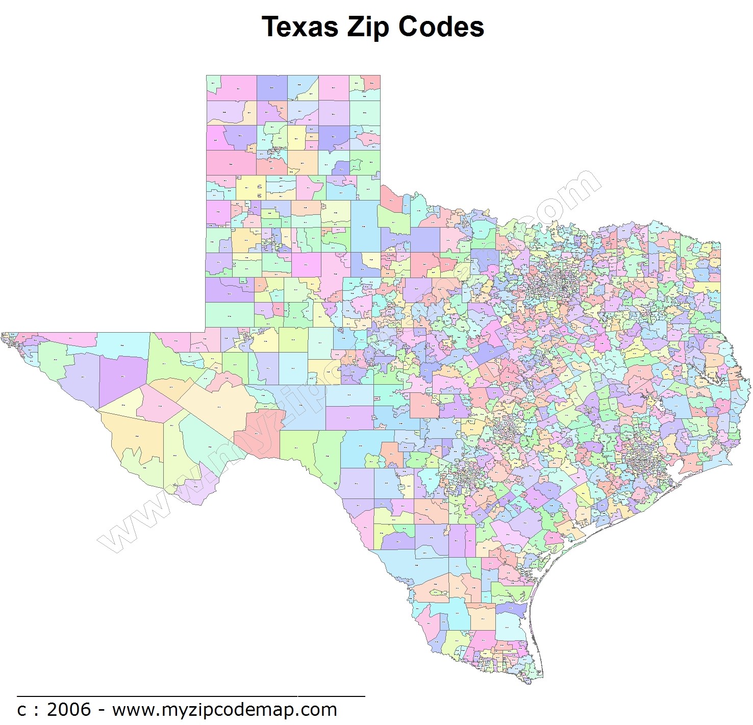 Texas (TX) Zip Code Map