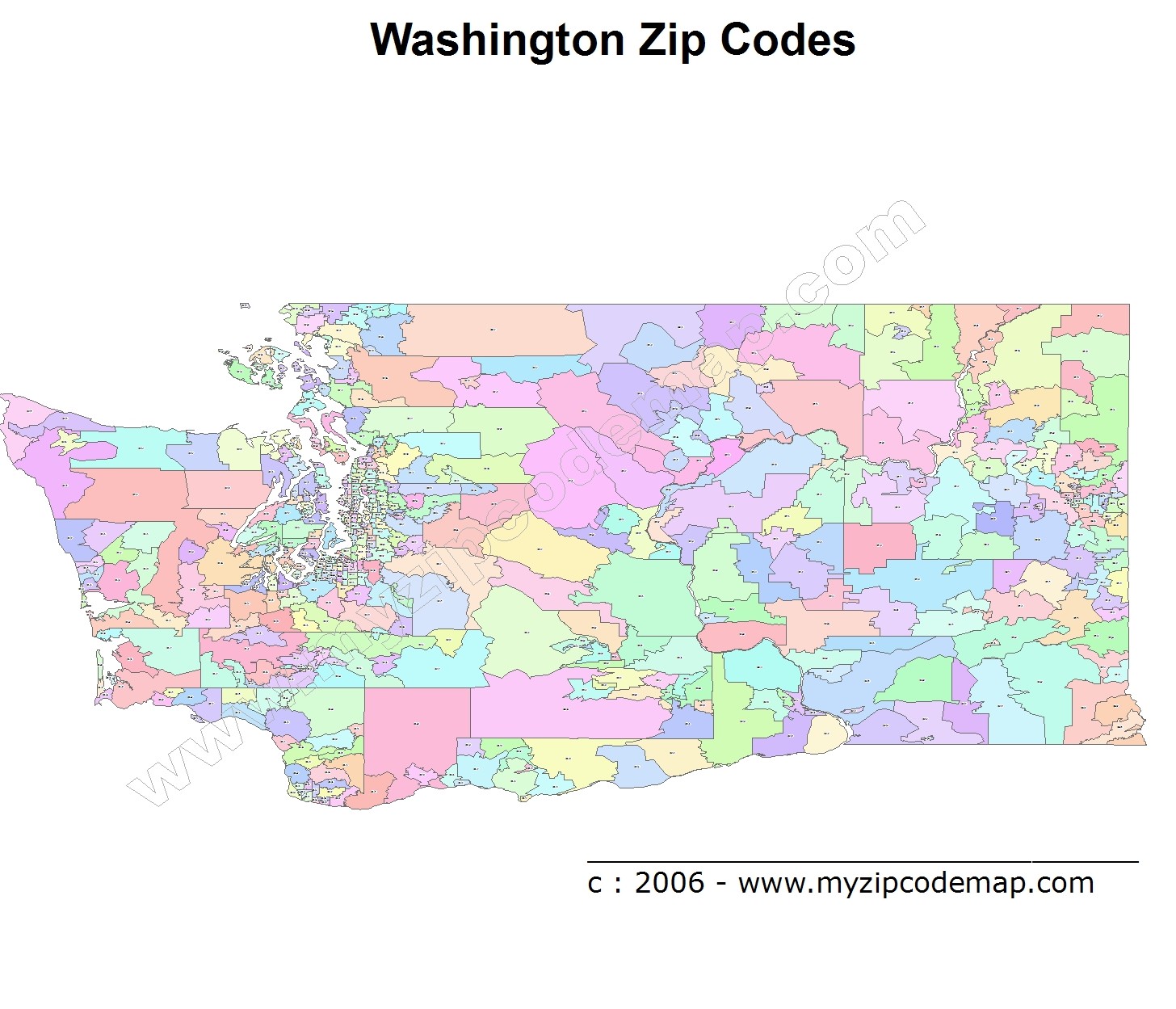 Washington (WA) Zip Code Map